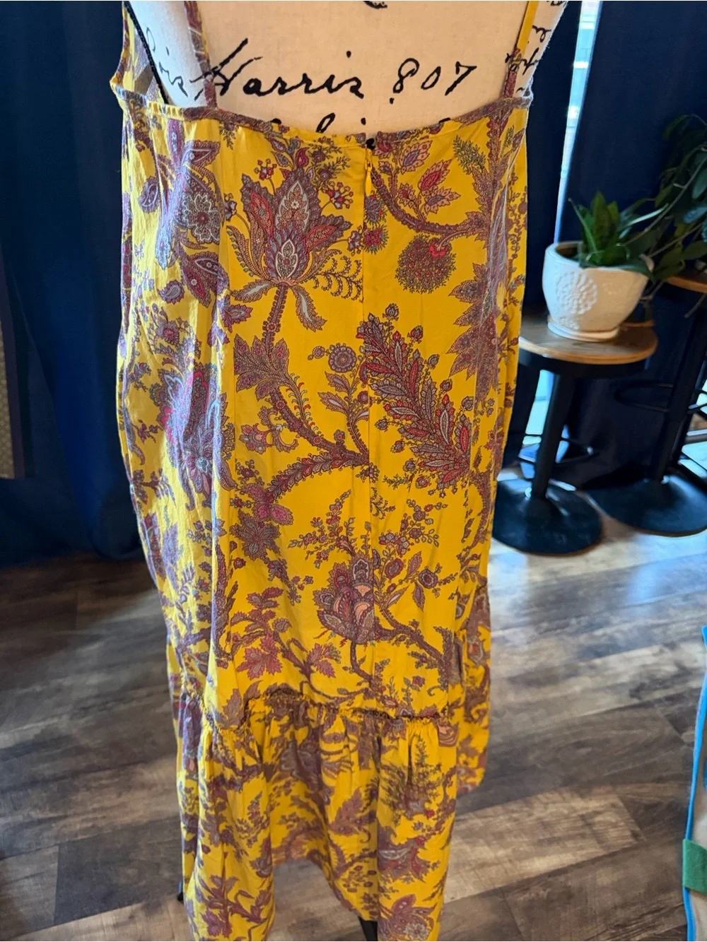 J. Crew Collection Midi Dress in Mustard Yellow with Pink & Purple Paisley